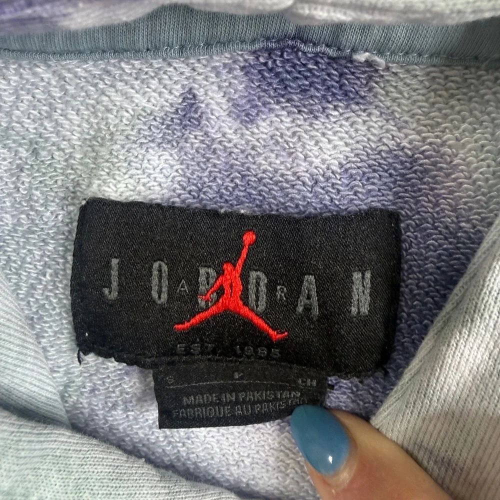Jordan Hoodie Mens Small Purple Green Tie Dye AJ Air Graphic Pullover Sweatshirt